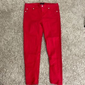 Celebrate Pink Red Ankle Skinny Pants Size 7